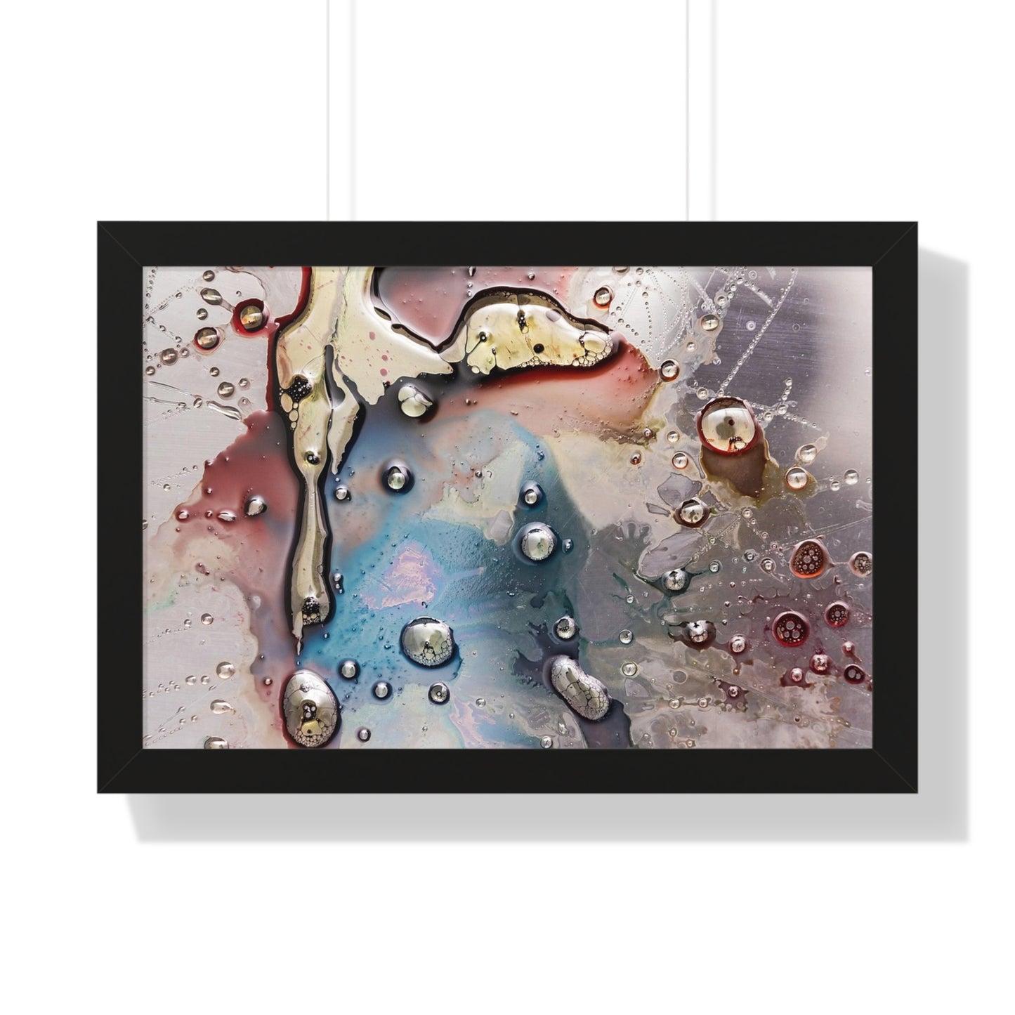 Multi-Colored Waterdrops Abstract Art, Framed Horizontal Poster
