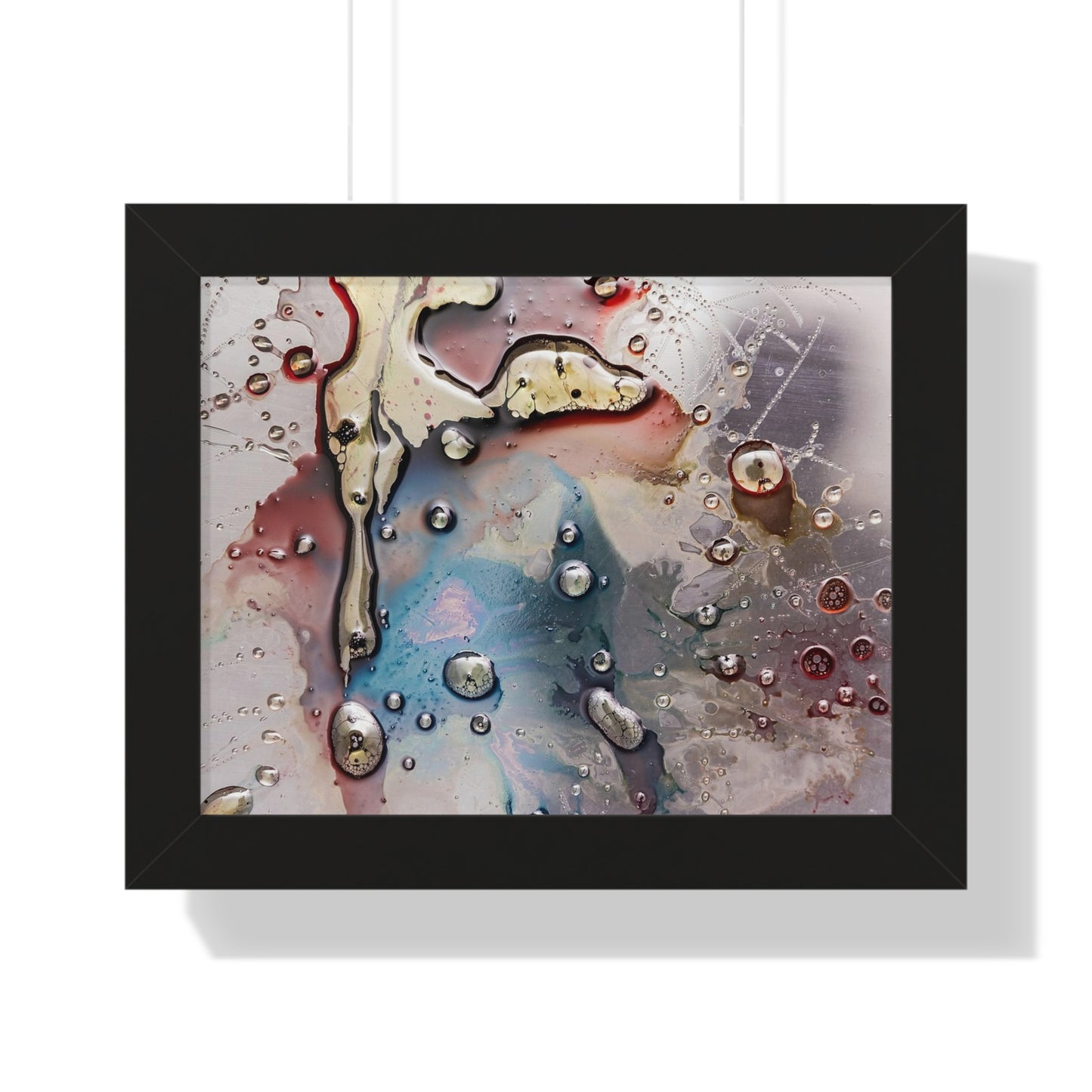 Multi-Colored Waterdrops Abstract Art, Framed Horizontal Poster