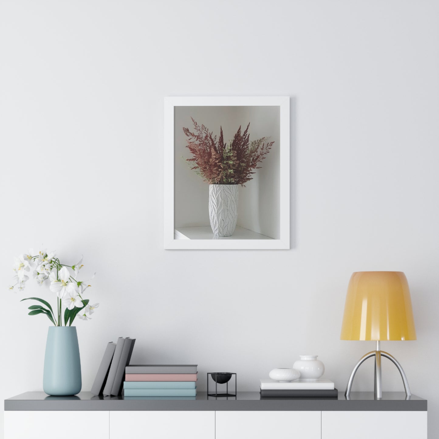 Framed Floral Canvas Vertical Poster, Framed Canvas Wall Art Set Floral Botanical Prints Minimalist Modern Art Boho Wall Decor