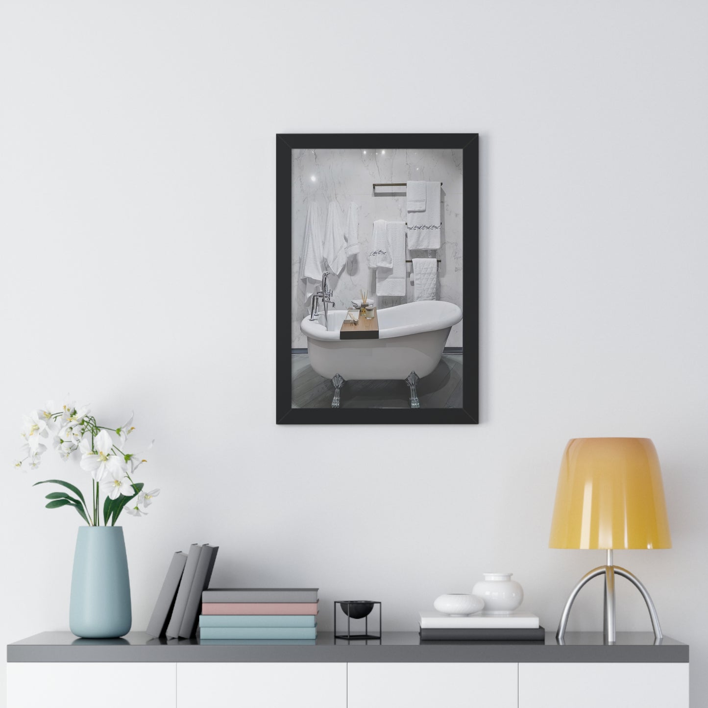 Modern Bathroom Wall Art Framed Vertical Poster