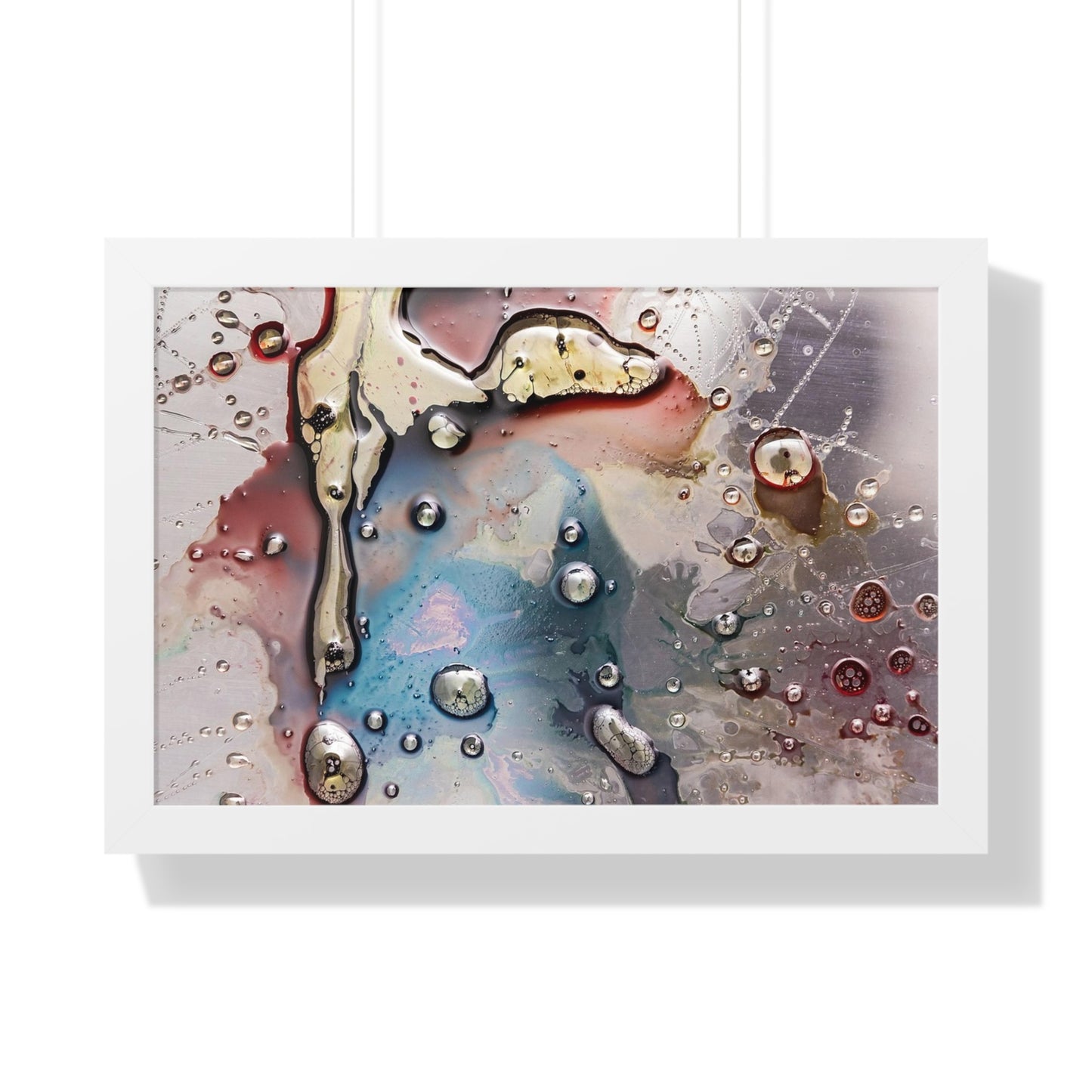Multi-Colored Waterdrops Abstract Art, Framed Horizontal Poster