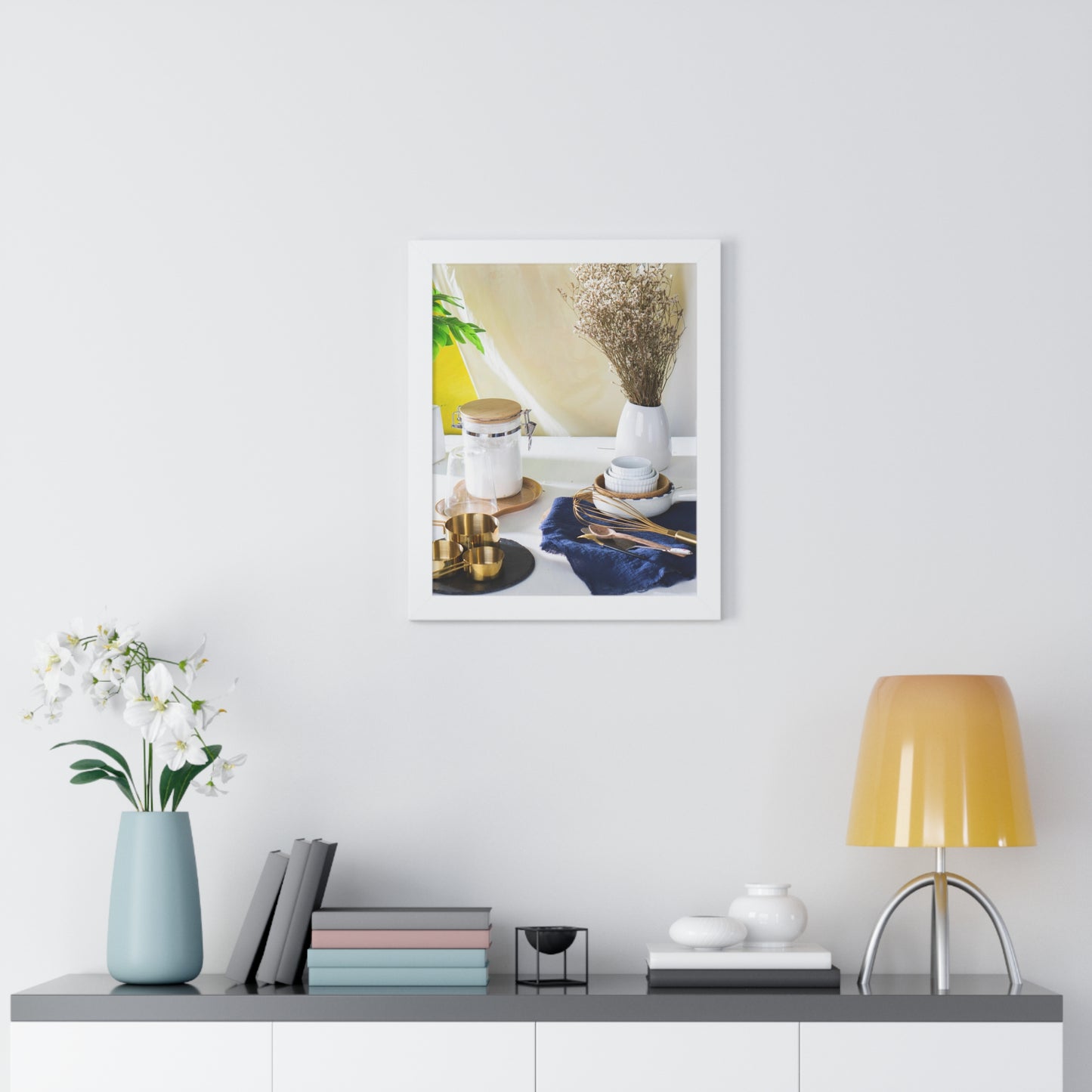Modern Kitchen Setting Framed Vertical Poster