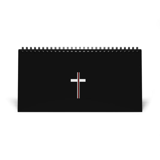 Cross + Blood Desktop Calendar (2024 grid)