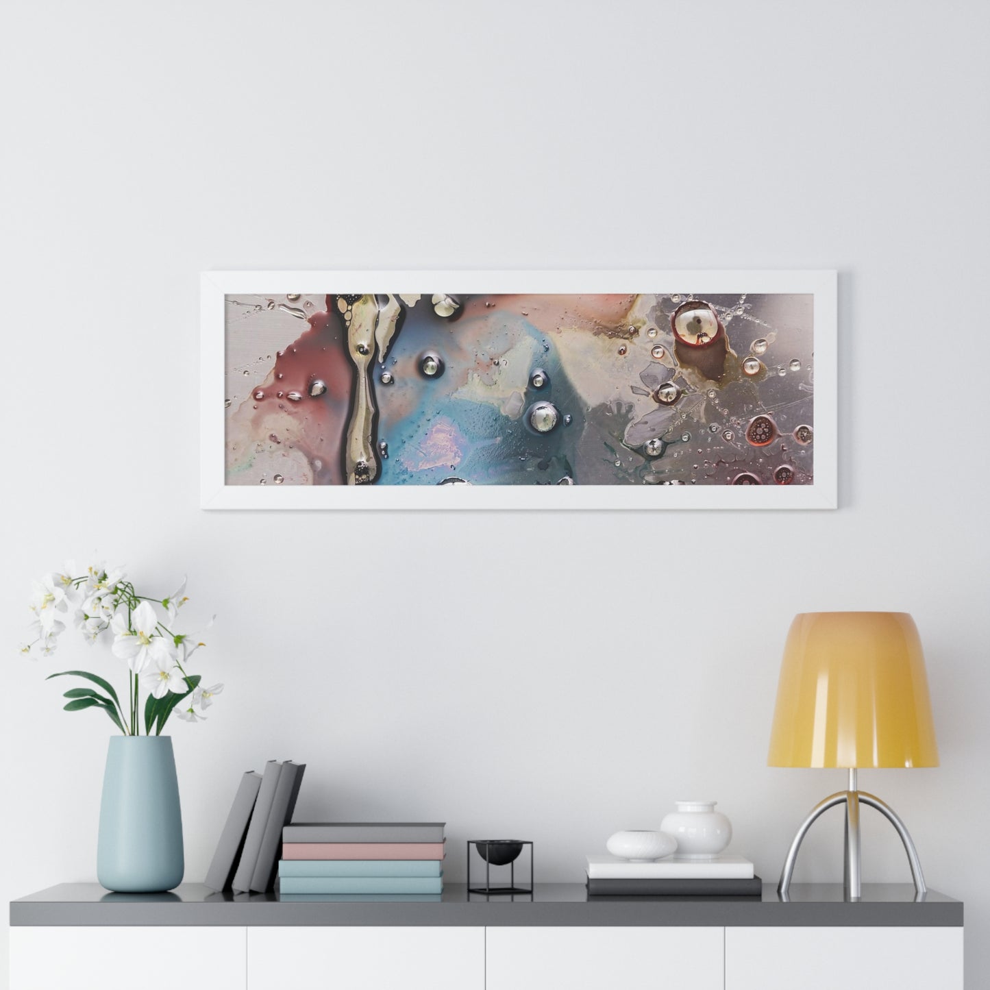 Multi-Colored Waterdrops Abstract Art, Framed Horizontal Poster