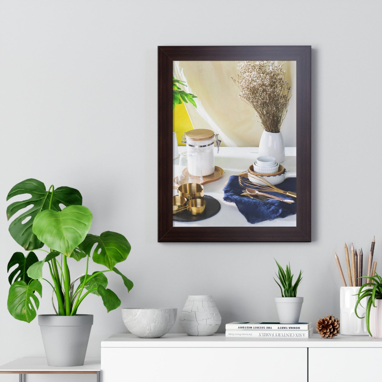 Modern Kitchen Setting Framed Vertical Poster