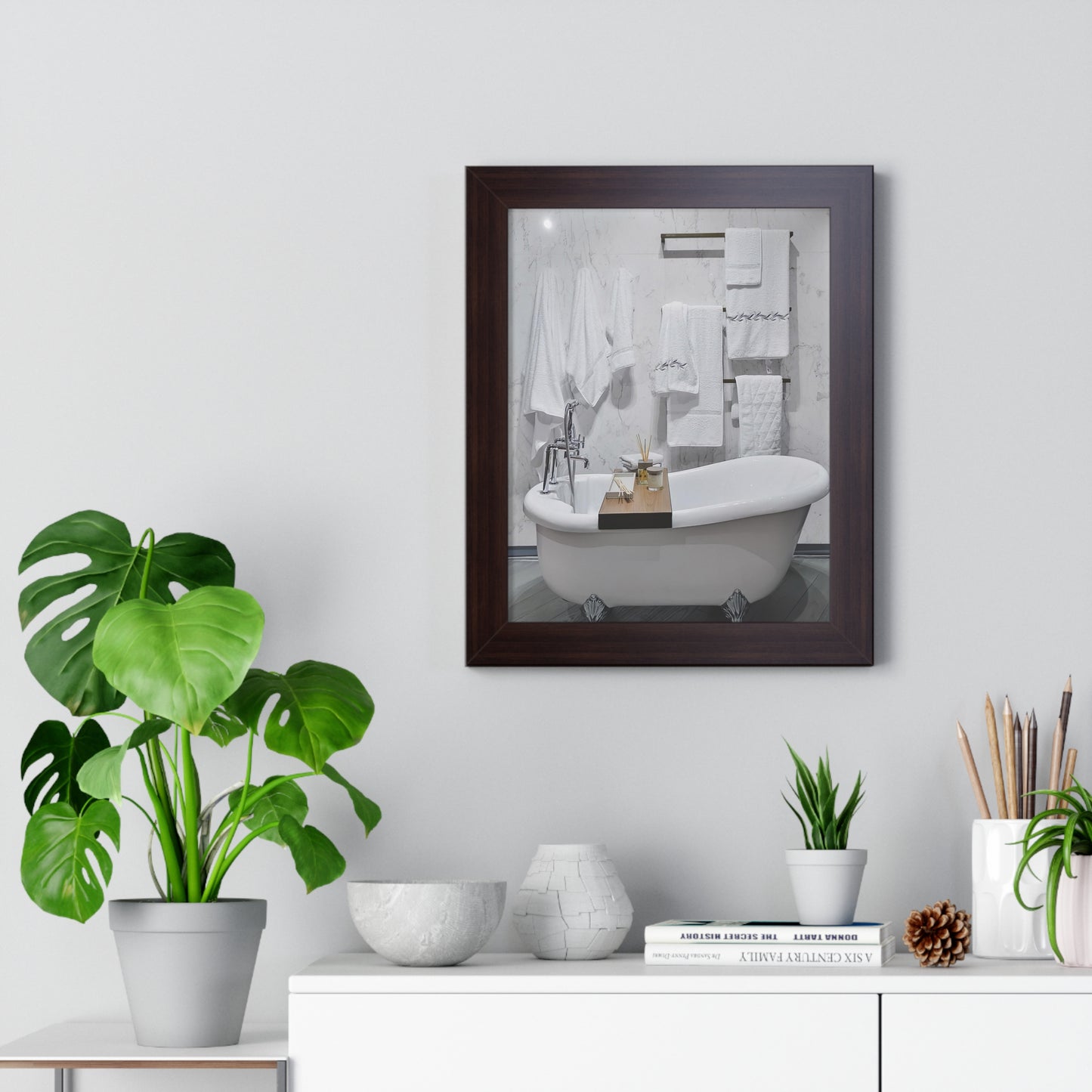 Modern Bathroom Wall Art Framed Vertical Poster