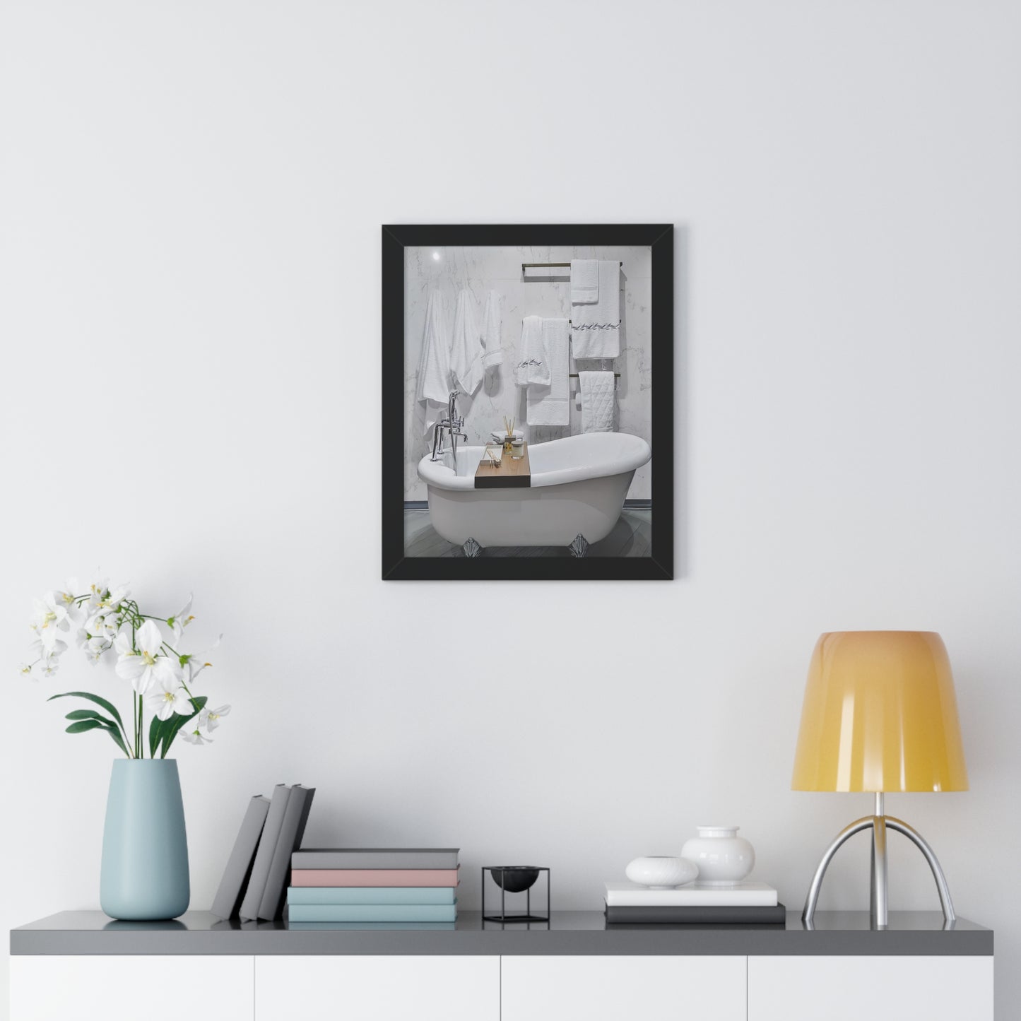 Modern Bathroom Wall Art Framed Vertical Poster