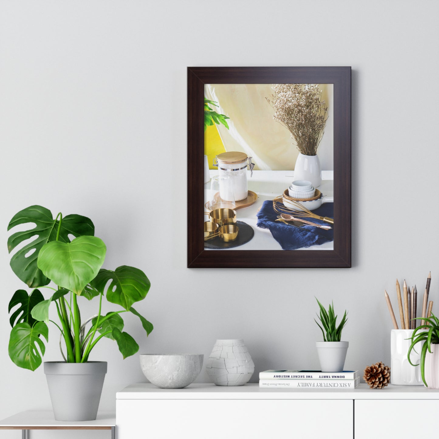 Modern Kitchen Setting Framed Vertical Poster