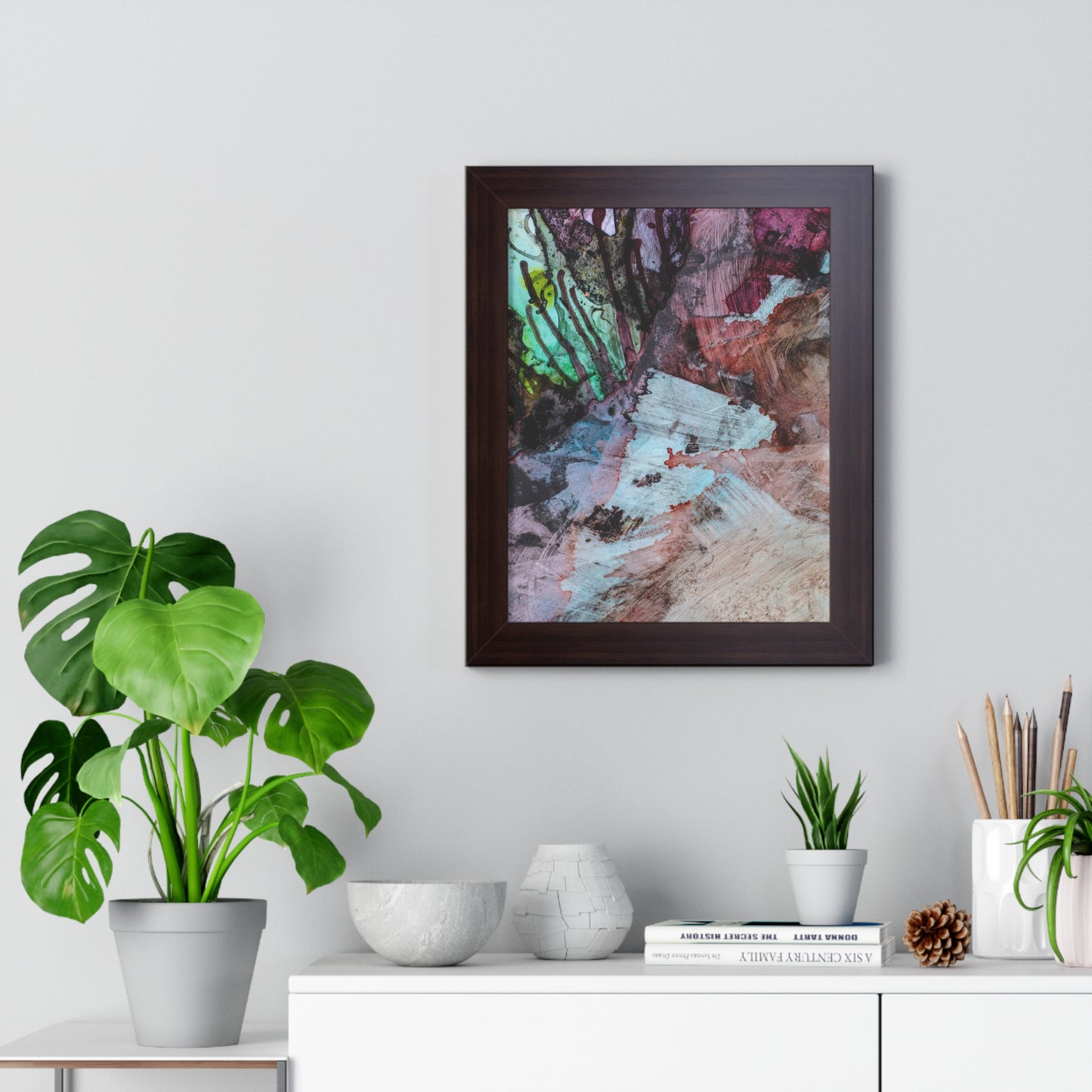 Underwater Seascape Abstract Multi-Colored Art Framed Vertical Poster