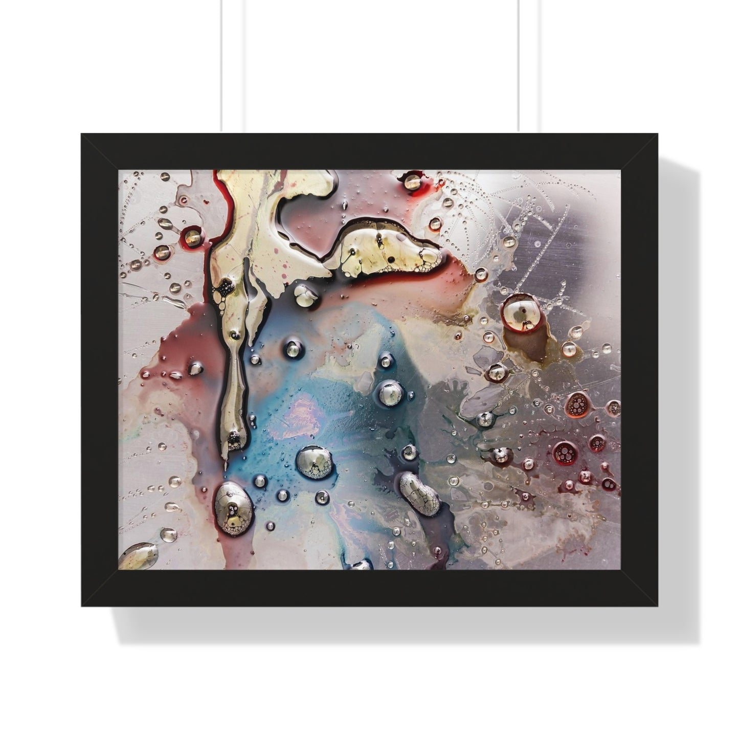 Multi-Colored Waterdrops Abstract Art, Framed Horizontal Poster