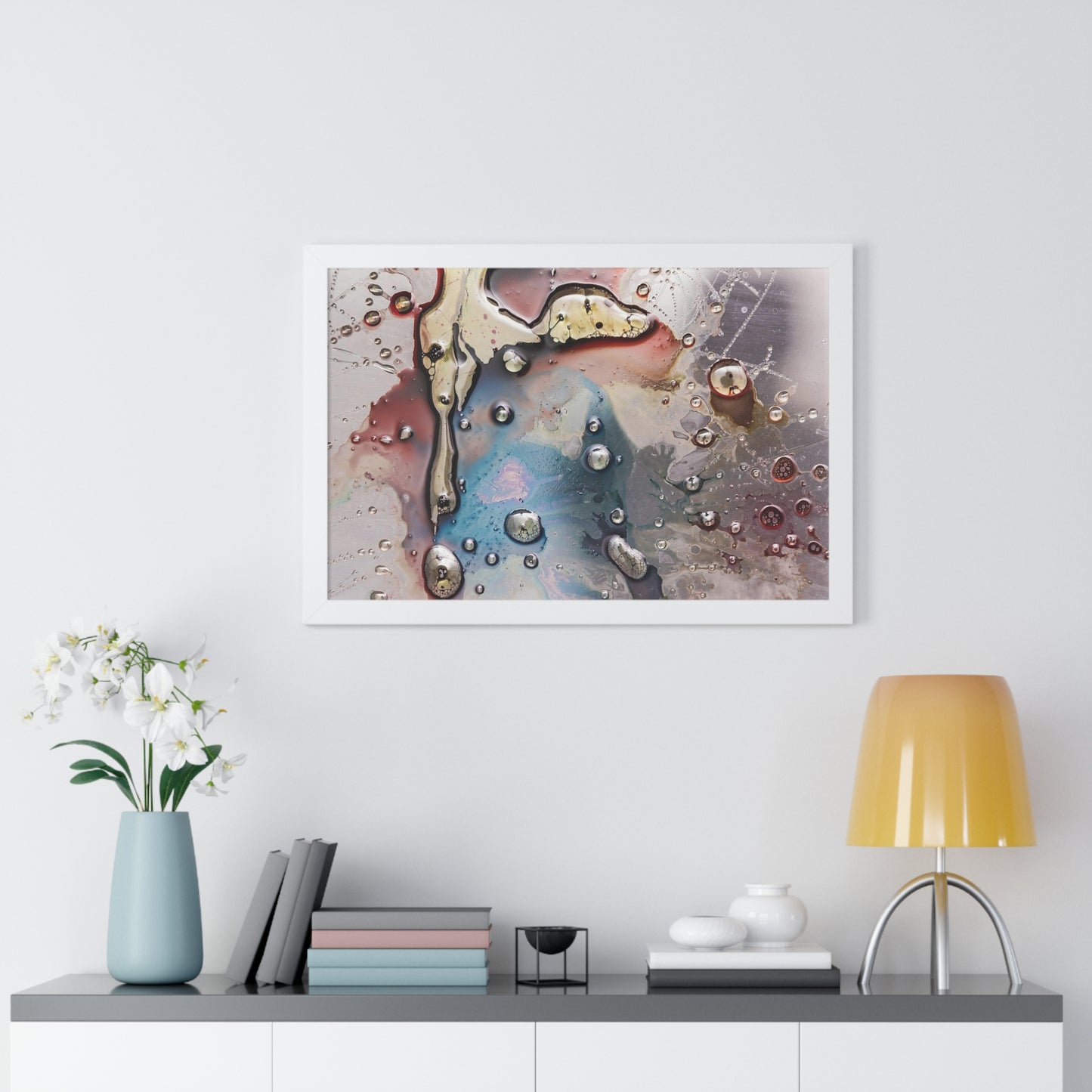 Multi-Colored Waterdrops Abstract Art, Framed Horizontal Poster
