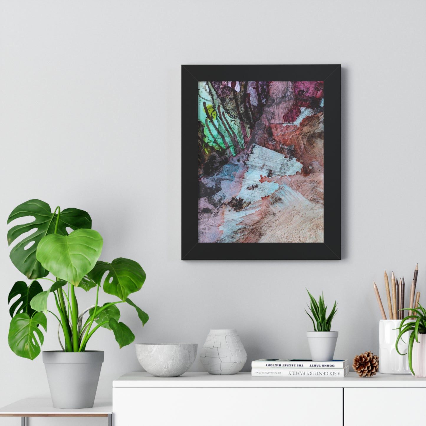 Underwater Seascape Abstract Multi-Colored Art Framed Vertical Poster
