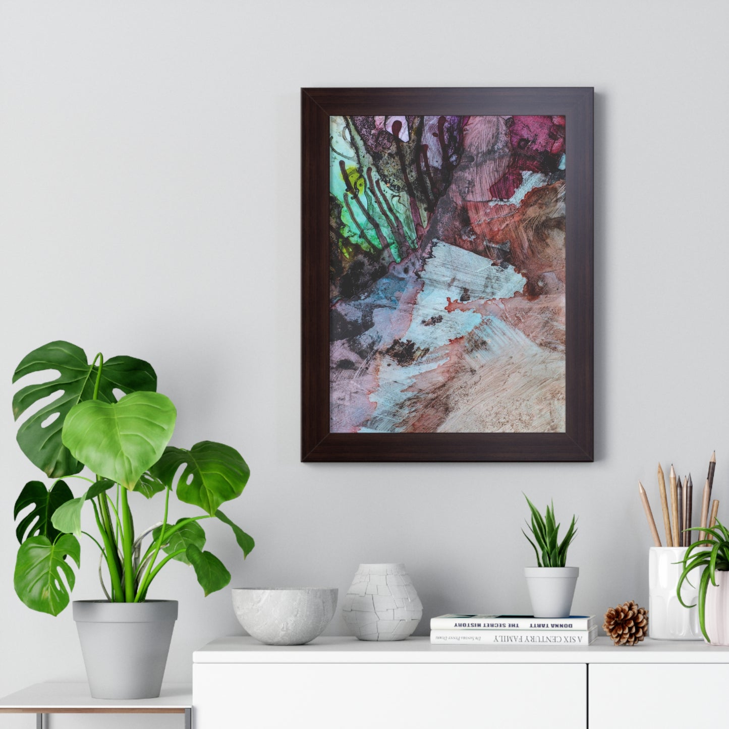 Underwater Seascape Abstract Multi-Colored Art Framed Vertical Poster