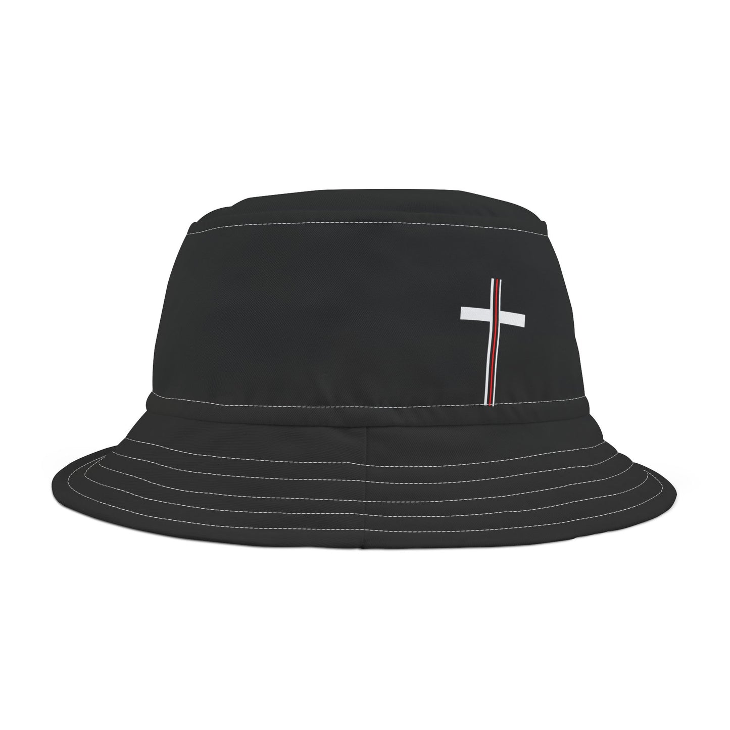 Cross + Blood Bucket Hat Black (AOP)