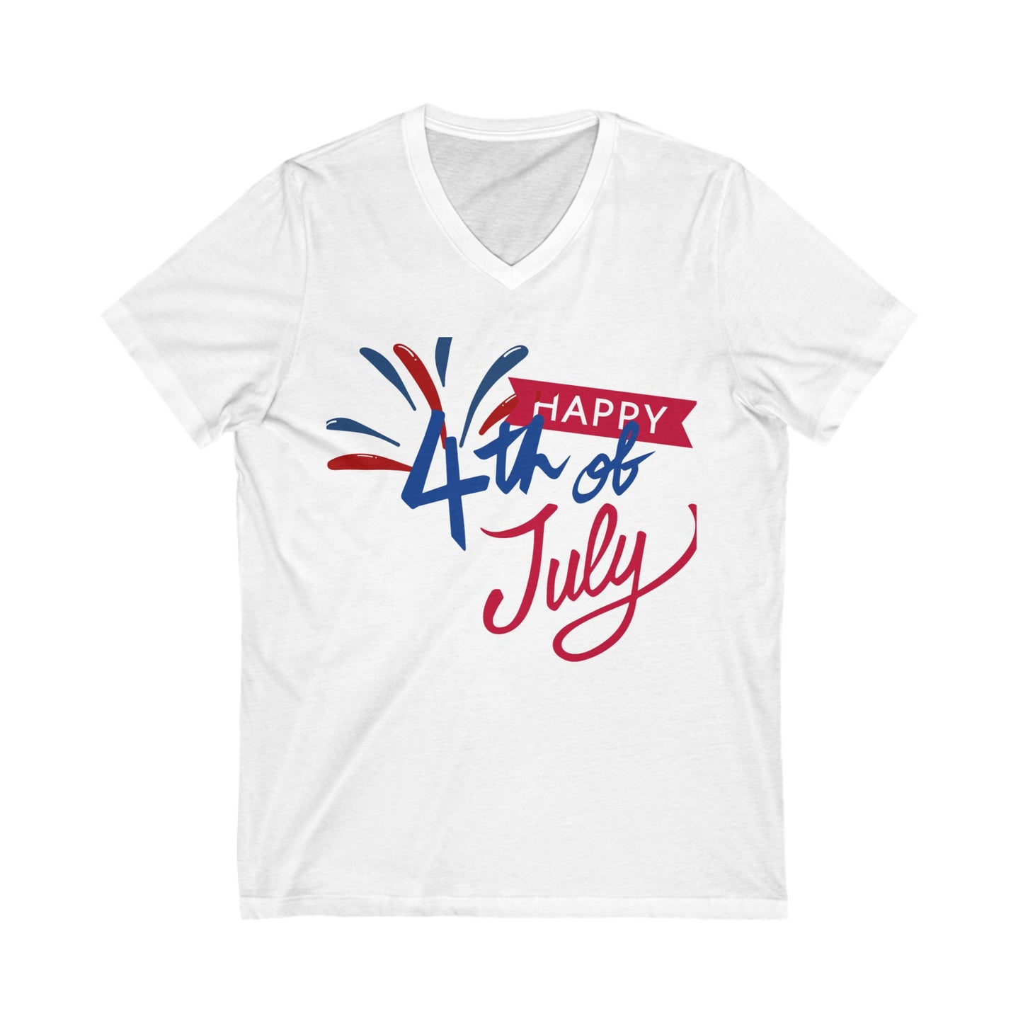 July 4th  Short Sleeve V-Neck Tee Unisex Jersey