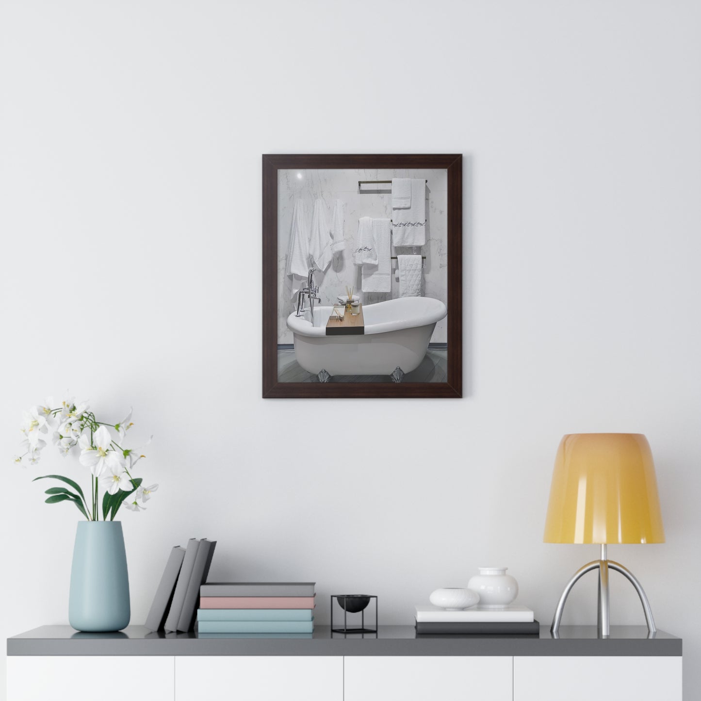 Modern Bathroom Wall Art Framed Vertical Poster