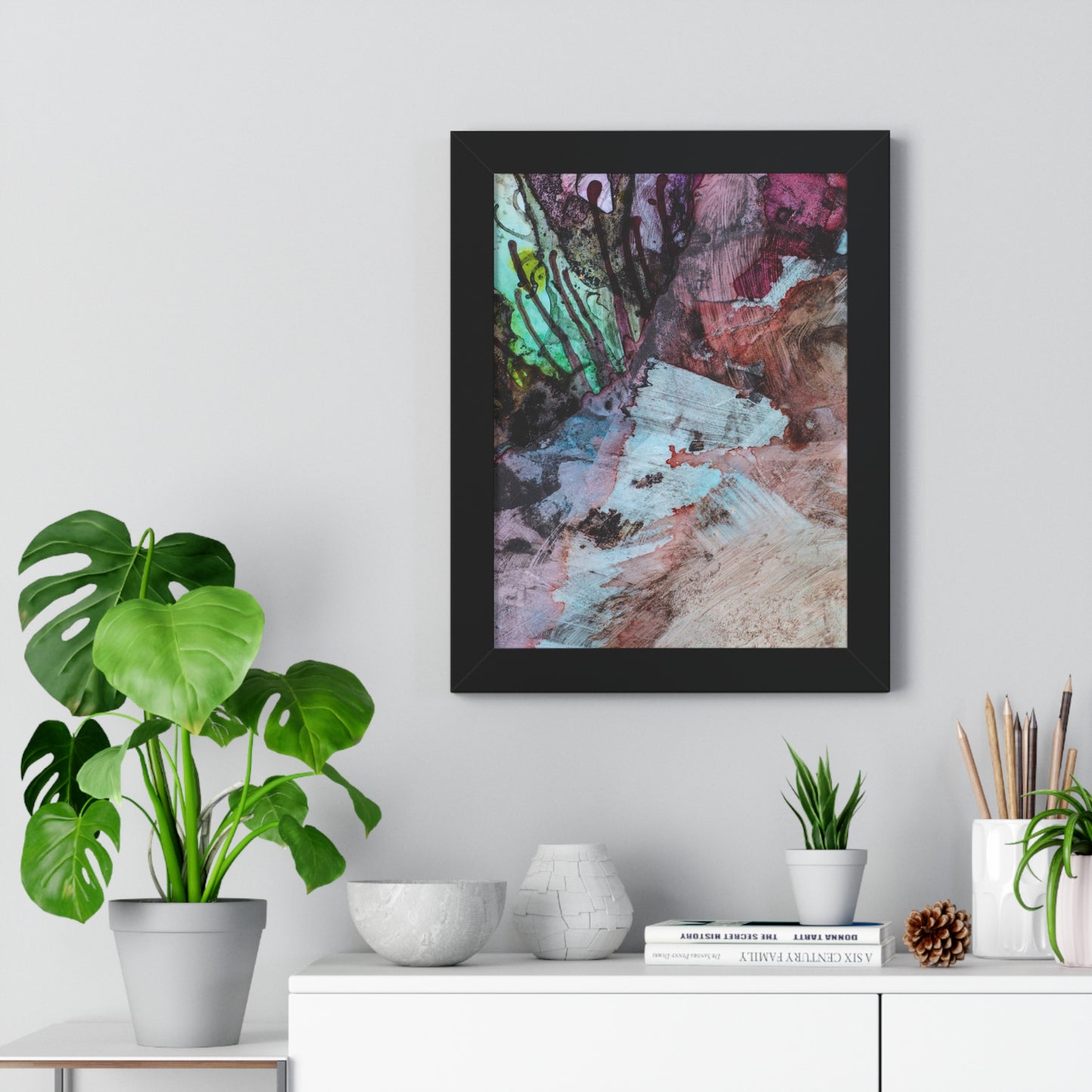 Underwater Seascape Abstract Multi-Colored Art Framed Vertical Poster