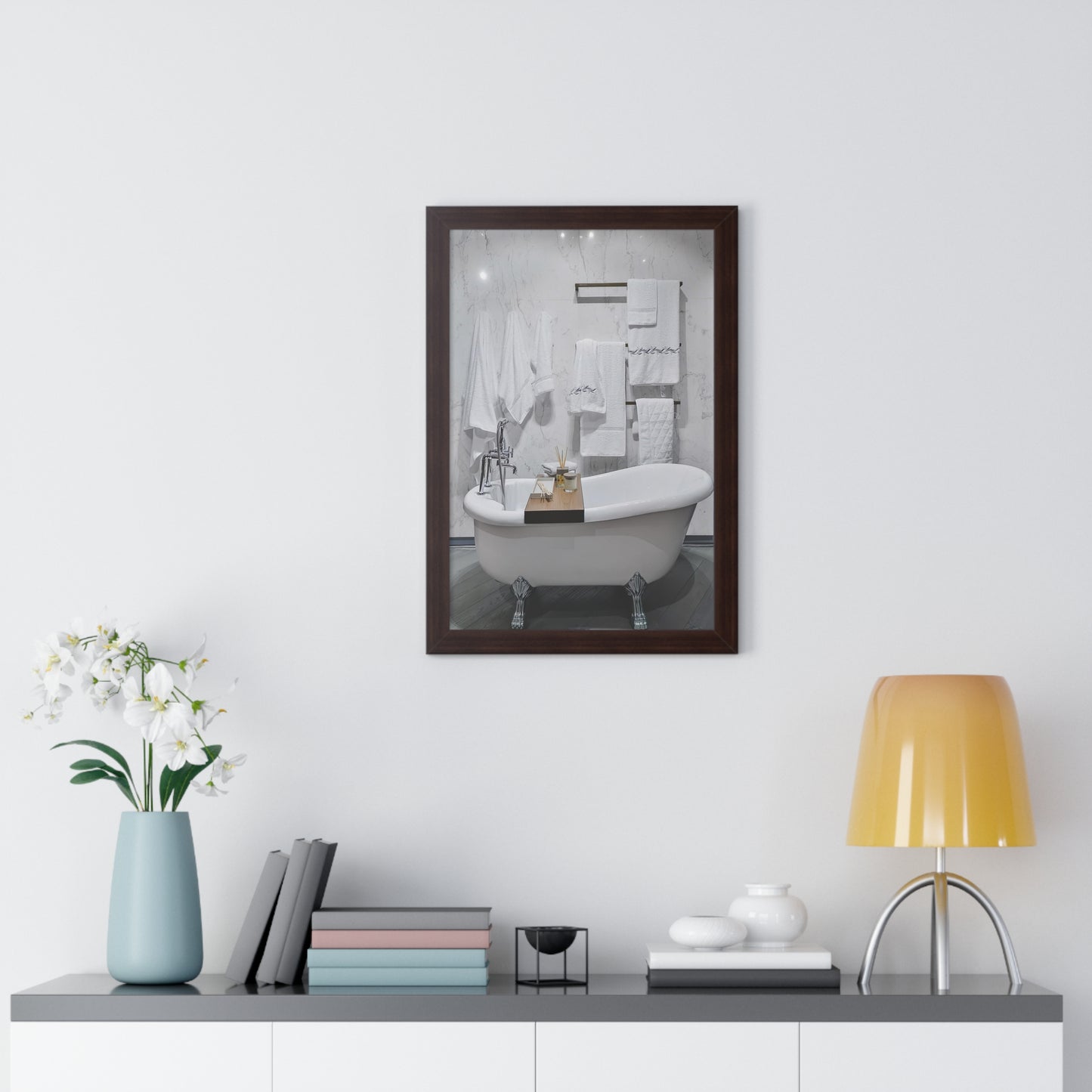 Modern Bathroom Wall Art Framed Vertical Poster