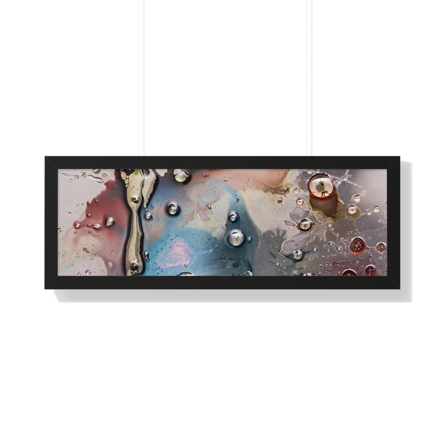 Multi-Colored Waterdrops Abstract Art, Framed Horizontal Poster