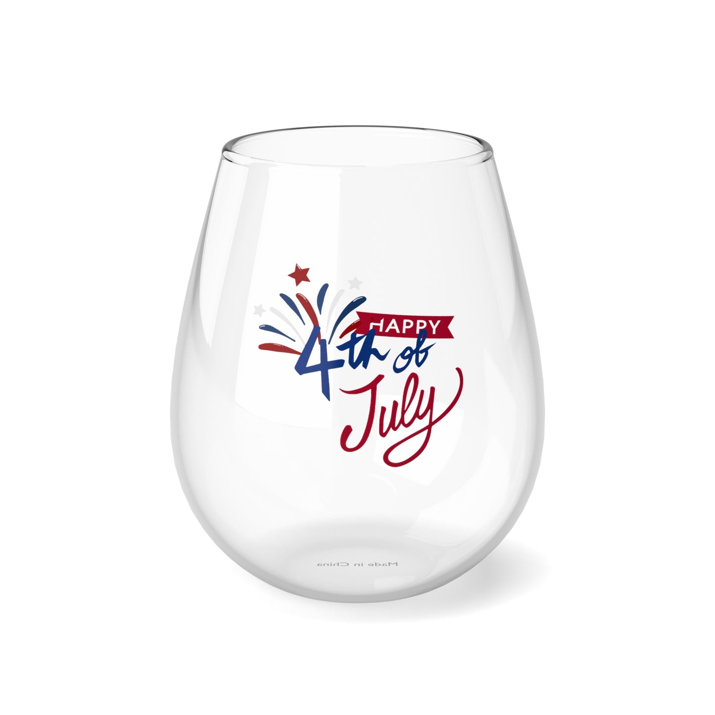 Happy 4th of July Stemless Wine Glass, 11.75oz