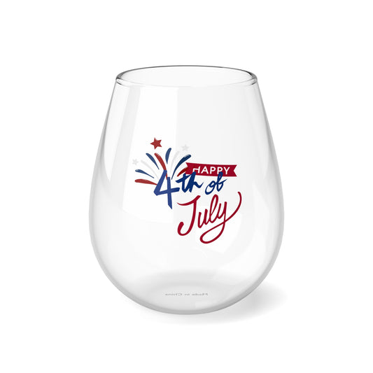 Happy 4th of July Stemless Wine Glass, 11.75oz