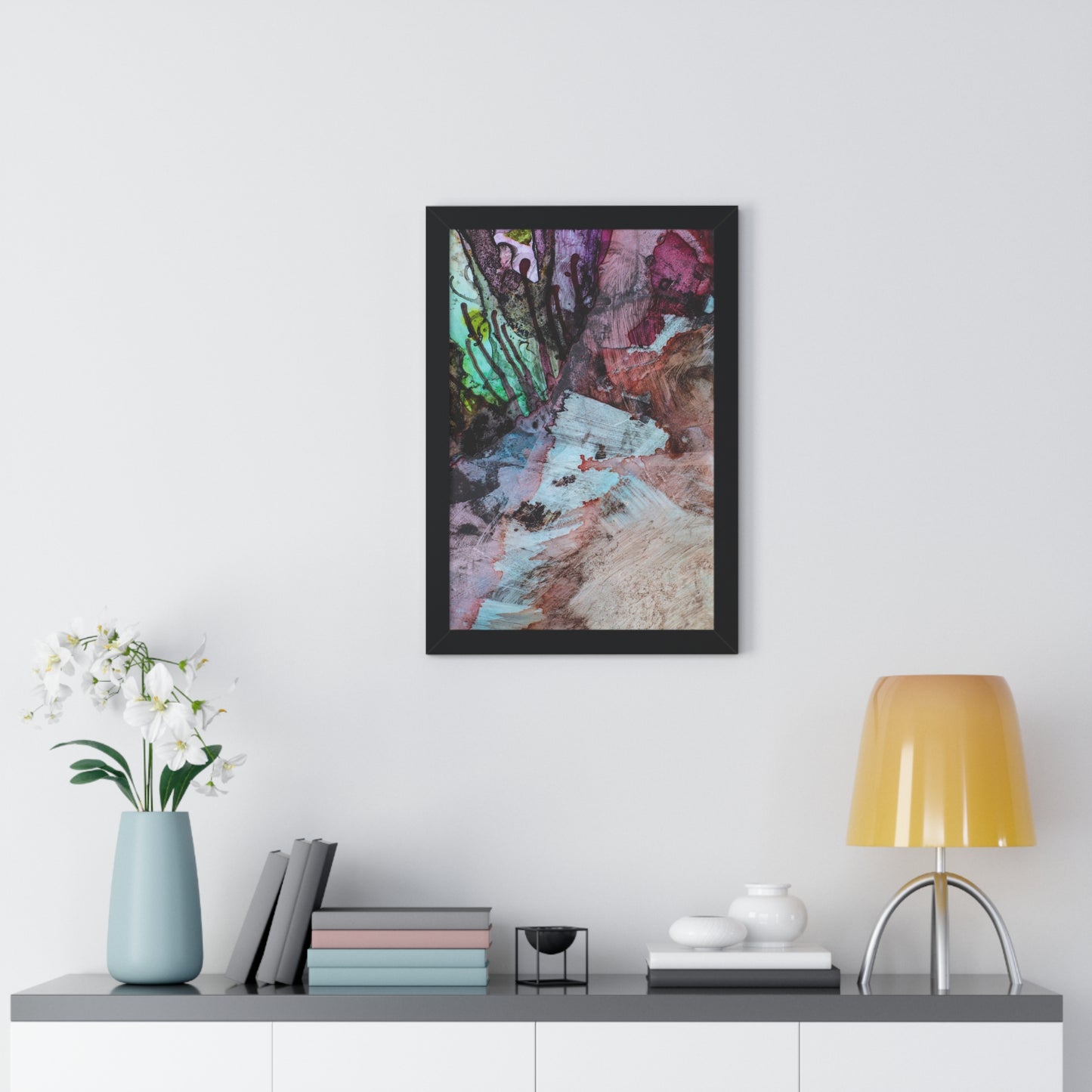 Underwater Seascape Abstract Multi-Colored Art Framed Vertical Poster