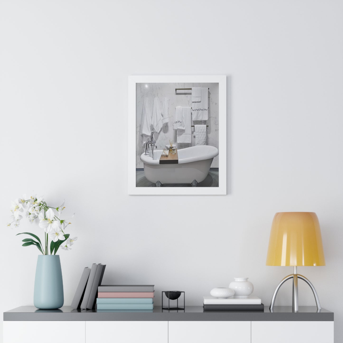 Modern Bathroom Wall Art Framed Vertical Poster