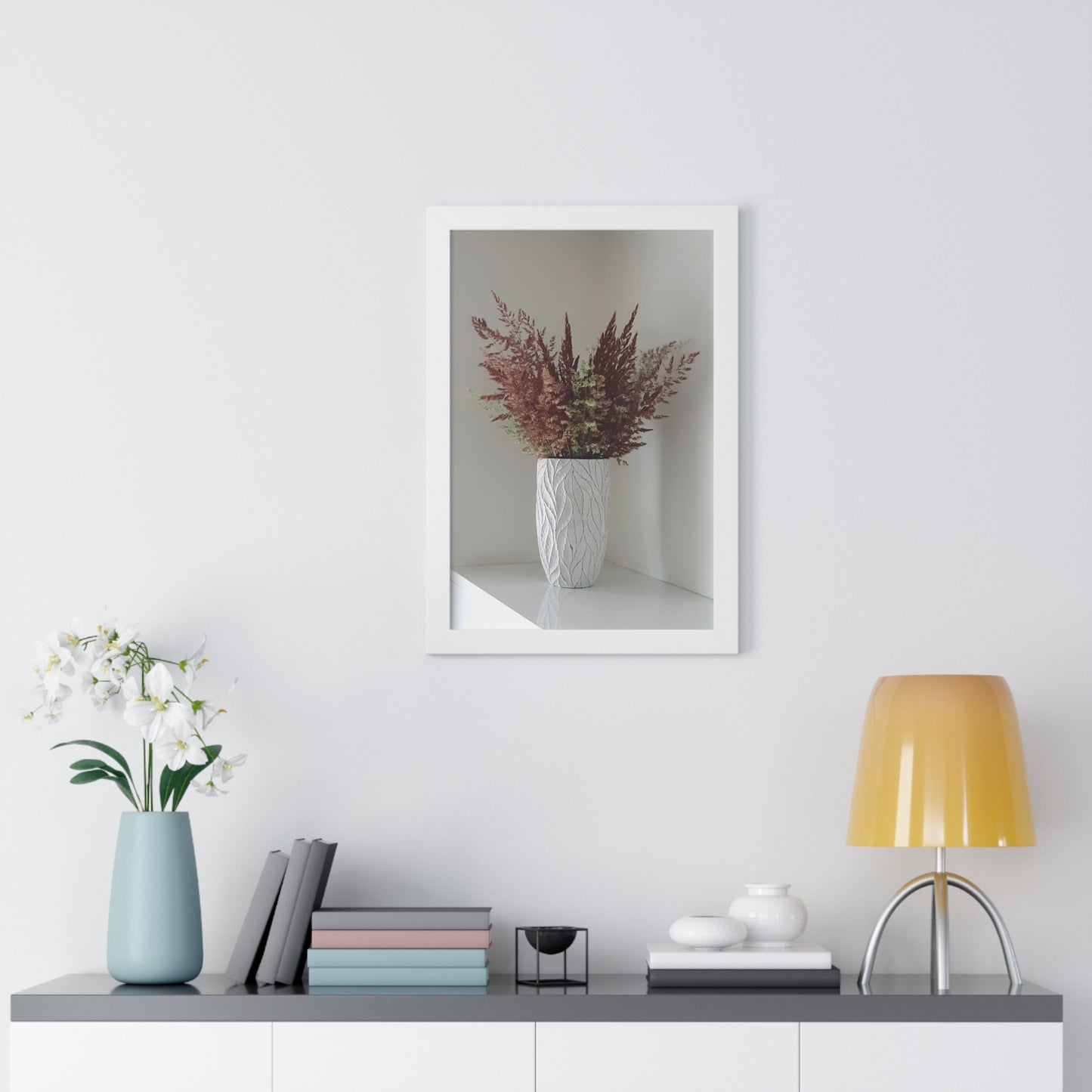 Framed Floral Canvas Vertical Poster, Framed Canvas Wall Art Set Floral Botanical Prints Minimalist Modern Art Boho Wall Decor