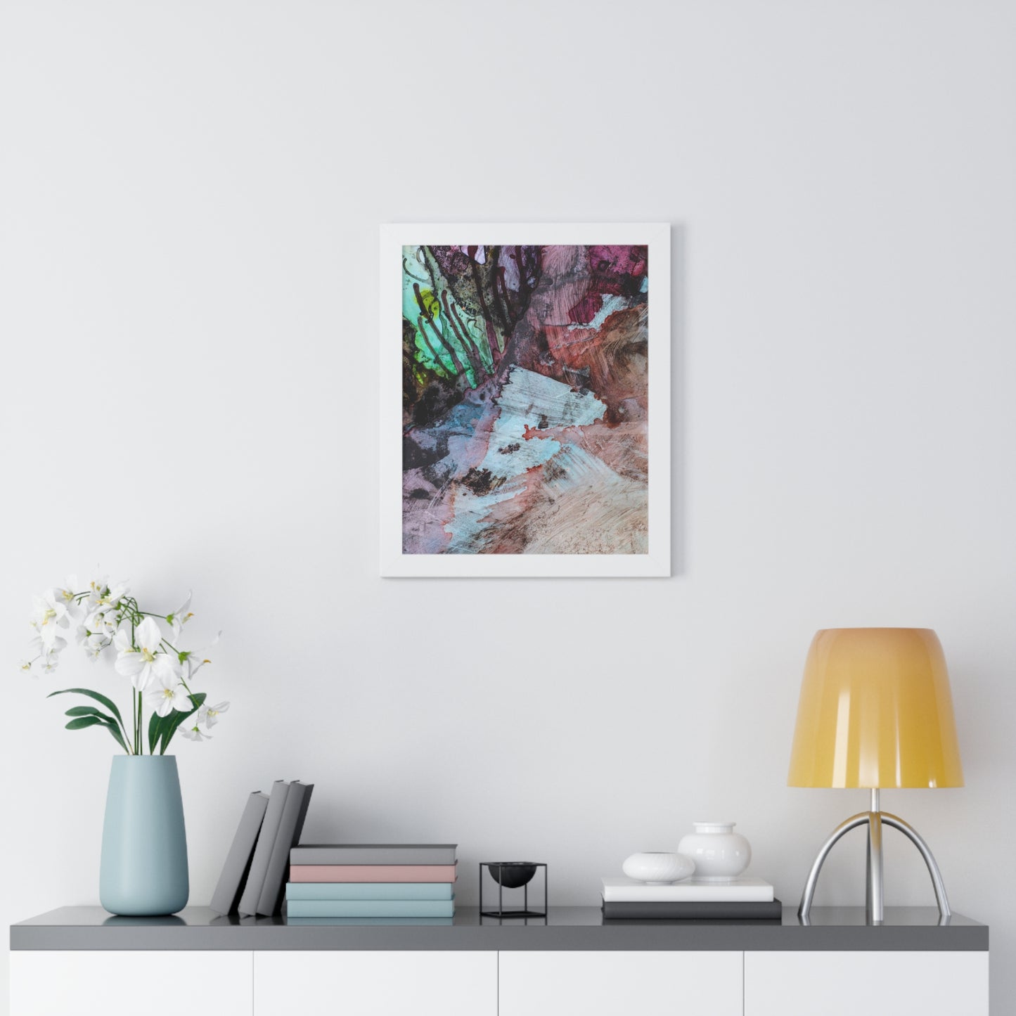 Underwater Seascape Abstract Multi-Colored Art Framed Vertical Poster