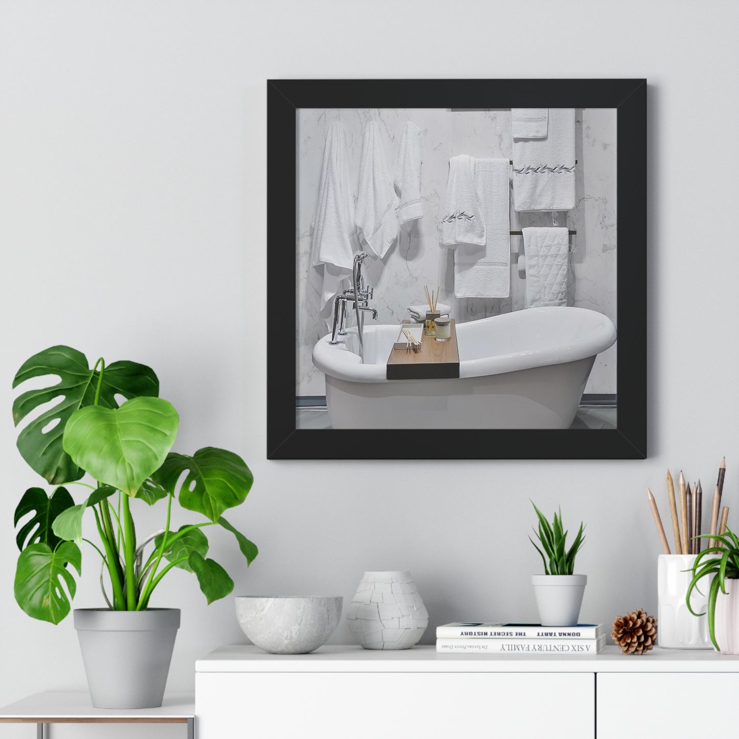 Modern Bathroom Wall Art Framed Vertical Poster